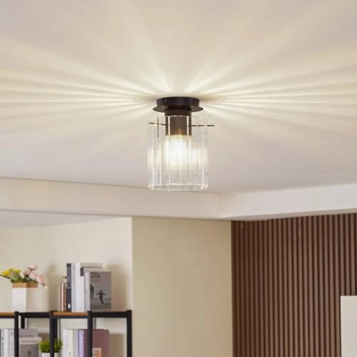Lucande Eirian, Deckenlampe in Transparent aus Metall, 1-flammig, E27, moderne Wohnzimmerleuchte – Bild 2