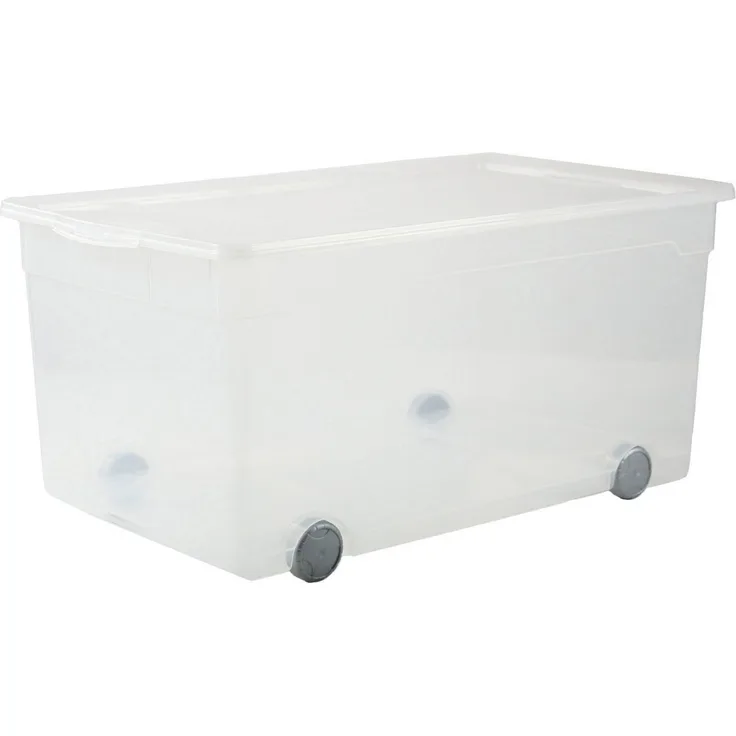Rotho Aufbewahrungsbox Clear mit Rollen inkl. Deckel 63 L transparent