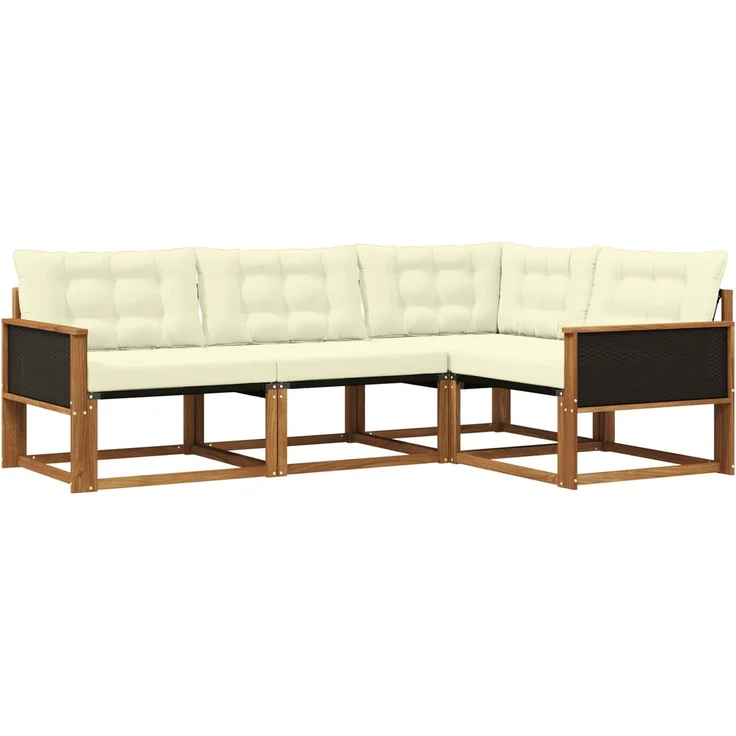 vidaXL Outdoor-Sofagarnitur 4 stk. 4-Sitzer Natur und Creme 3381382 – Bild 2