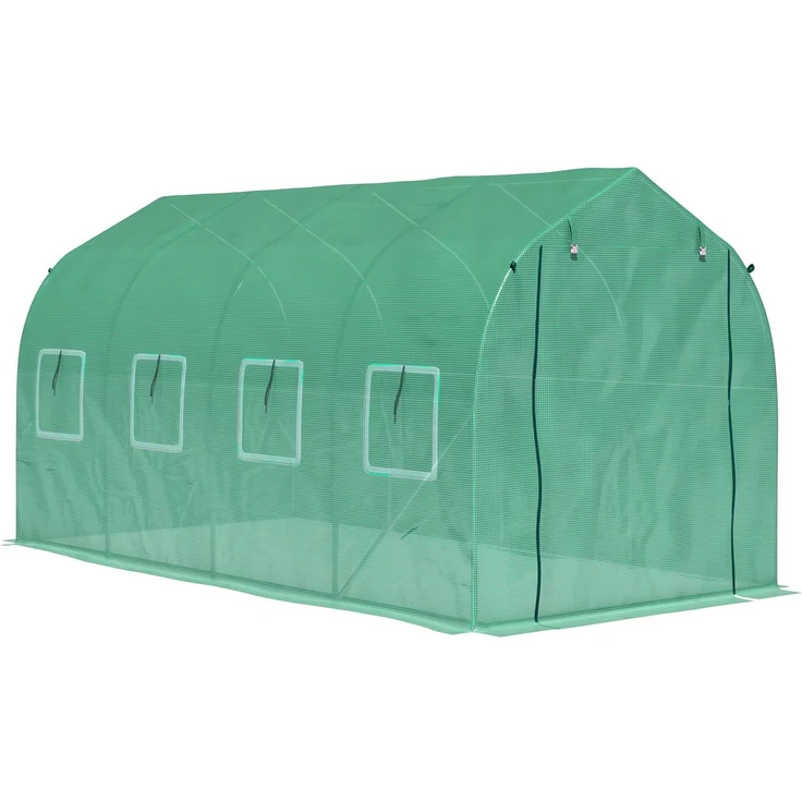 MELAYR, Tunnelgewächshaus 4x2x2 m mit 8 Mesh-Fenstern und Tür, Obstgarten-Gewächshaus für Terrassen-Grüngarten, Grün – Bild 2