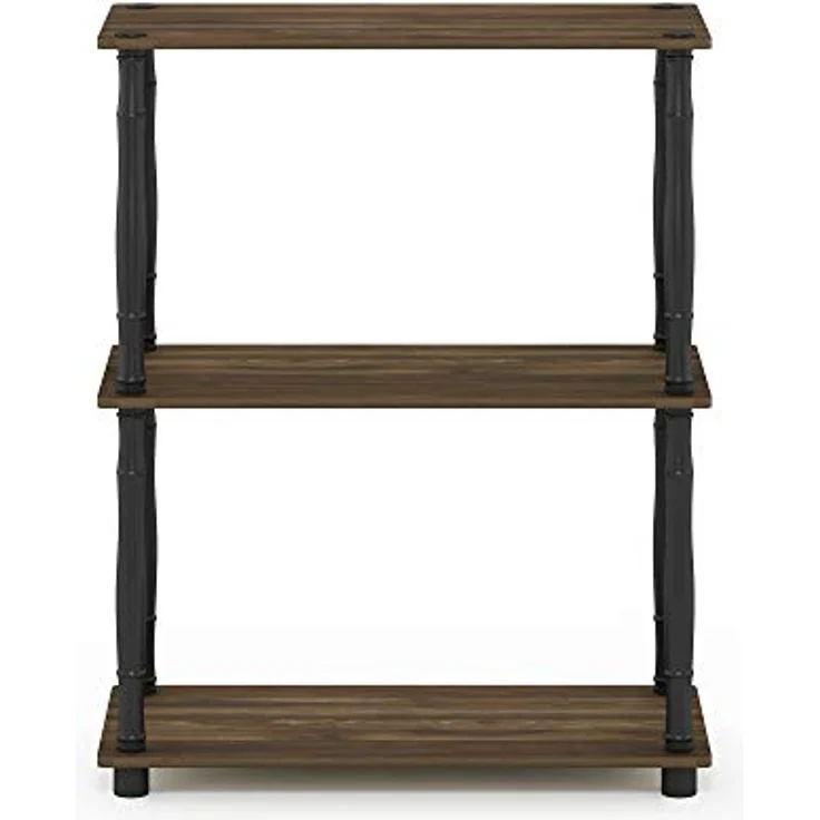 Furinno 3-Ebenen kompaktes Mehrzweck-Regal mit klassischem Rohr, holz, Columbia Walnut/Schwarz, 29. 46x59. 94x75. 18 cm – Bild 7