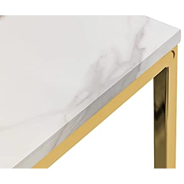 Julian Bowen Scala Couchtisch, Weißer Marmoreffekt/Gold – Bild 4