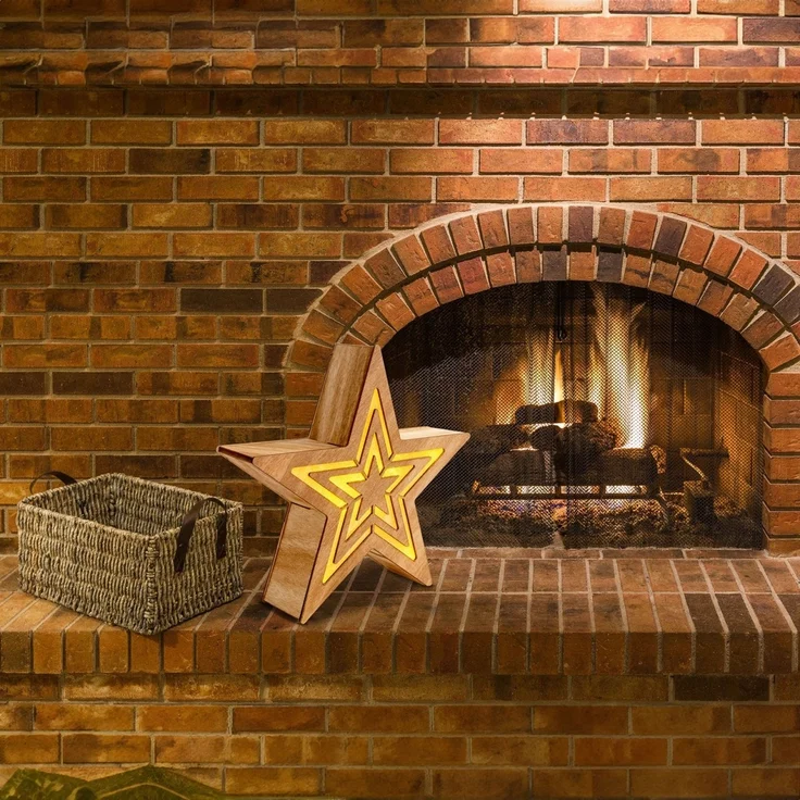 Weihnachtsstern Beleuchtet Holz Stern LED Weihnachtsbeleuchtung Timer 5287427 – Bild 3
