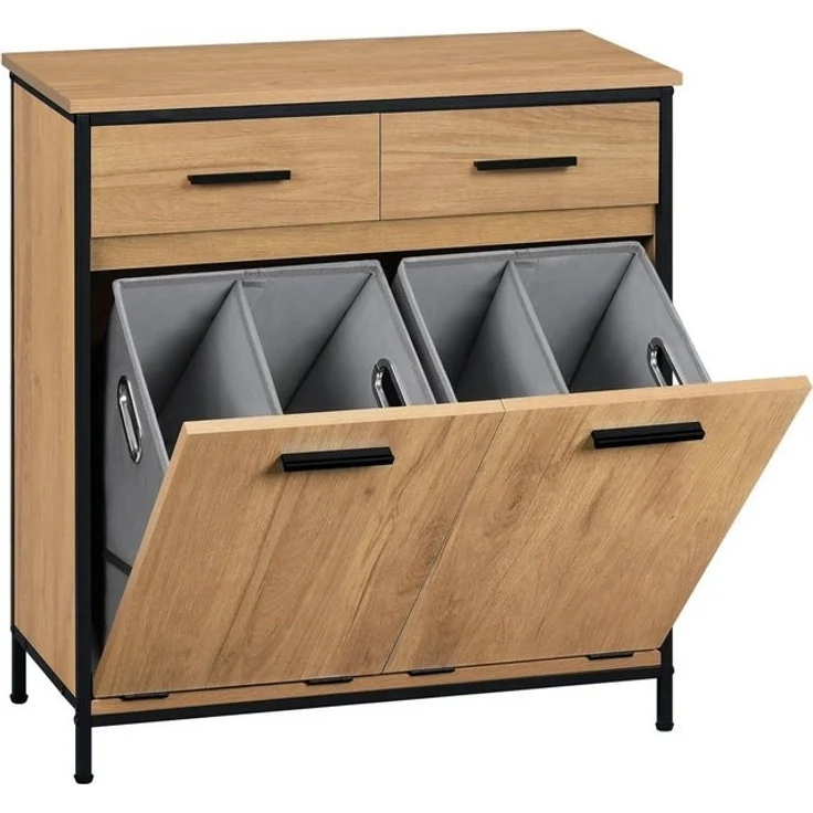 EUGAD Badkommode (1 St), Badezimmerschrank mit 2 faltbaren Wäschesäcken – Bild 4