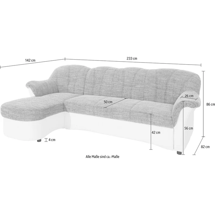 DOMO collection Ecksofa Flores Schlafsofa, B/T/H: 233/142/86 cm, L-Form, wahlweise mit Bettfunktion, wahlweise mit Federkern, auch in Leder – Bild 3