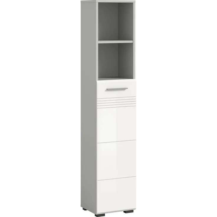 Hochschrank Copa - Weiß Hochglanz / Hellgrau