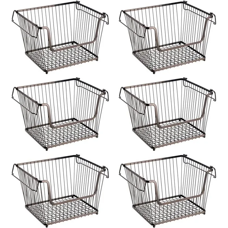 mDesign Allzweckkorb Gitterbox Aufbewahrungskorb 6er-Set Stapelbar Metall Bronze