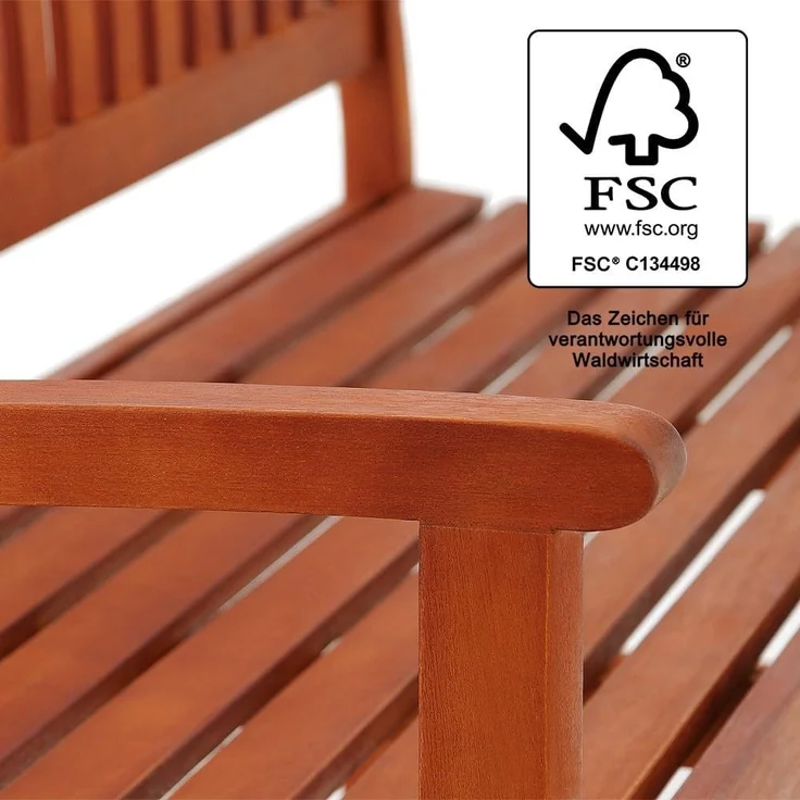 Deuba Gartenbank Maxima, Sitzbank Holz FSC®-zertifiziert 480kg Belastbar Garten Eukalyptus – Bild 4