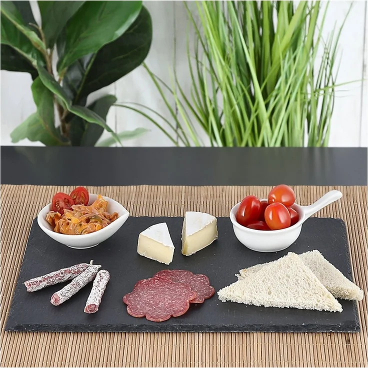CEPEWA Servierplatte Schieferplatte 4er Set rechteckig 30x20x0,5cm Schiefer Steinplatte – Bild 2