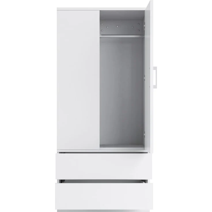 Kleiderschrank 70 x 50 x 175 cm in Weiß mit Kleiderstange, offenen Fächern und 2 Schubladen – Bild 6