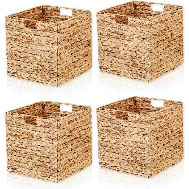 Lycce Regalkorb Kallax Einsatz Aufbewahrungskorb Quader Wasserhyazinthe natur 4er Set (4 St)