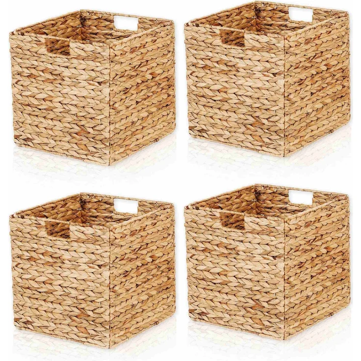 Lycce Regalkorb Kallax Einsatz Aufbewahrungskorb Quader Wasserhyazinthe natur 4er Set (4 St) – Bild 1