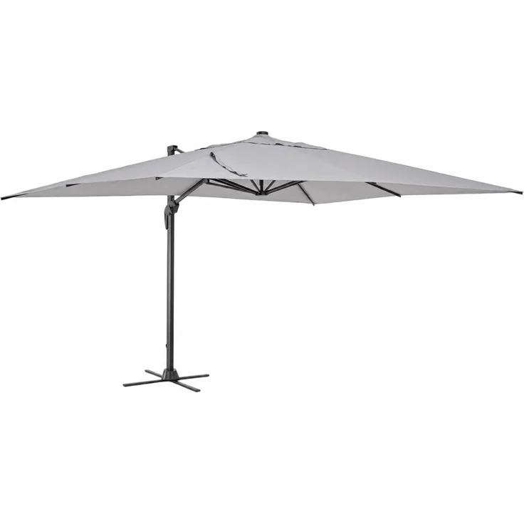Sonnenschirm Gava aus Aluminium, quadratisch 3x3 m, hellgrau, 360° schwenkbar, mit Hülle – Bild 1