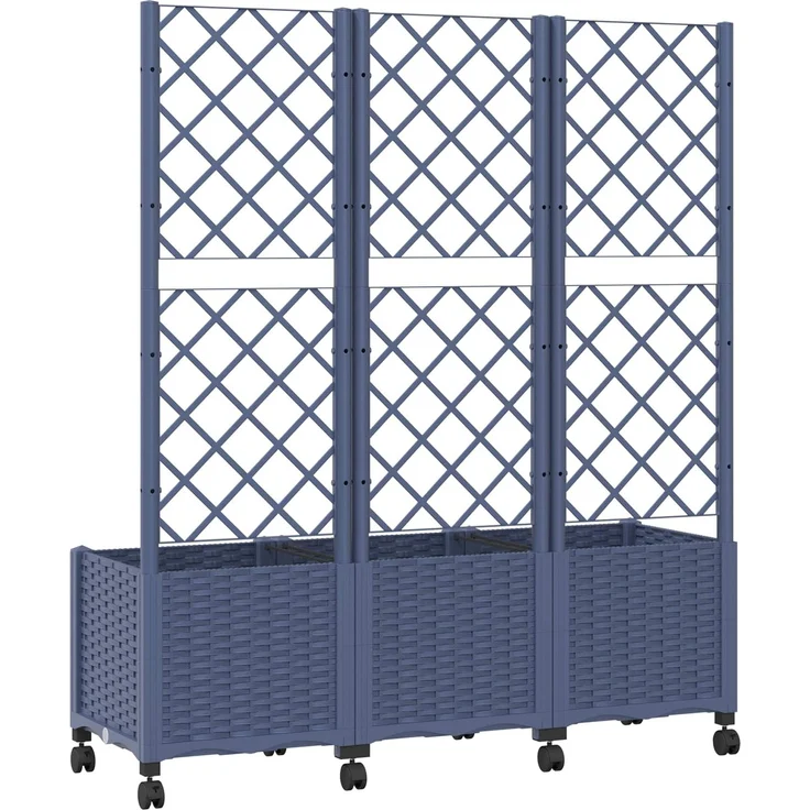 vidaXL Pflanzkübel mit Spalier und Rädern Blaugrau 120 x 40 x 146 cm 3423058 – Bild 5