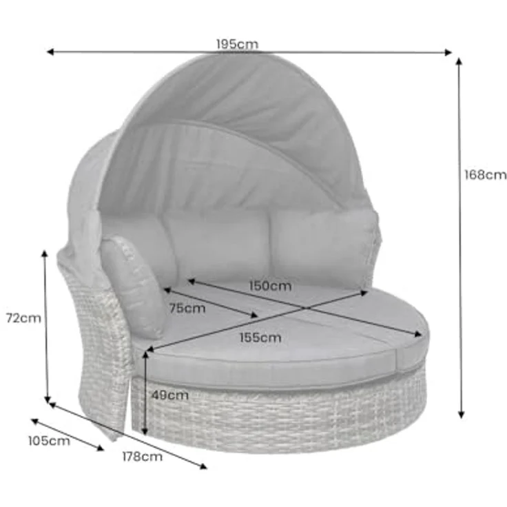 riess-ambiente Loungebett SEATTLE 195cm taupe, Einzelartikel 1 Teile, Garten · Sonneninsel · Outdoor · drehbar – Bild 3
