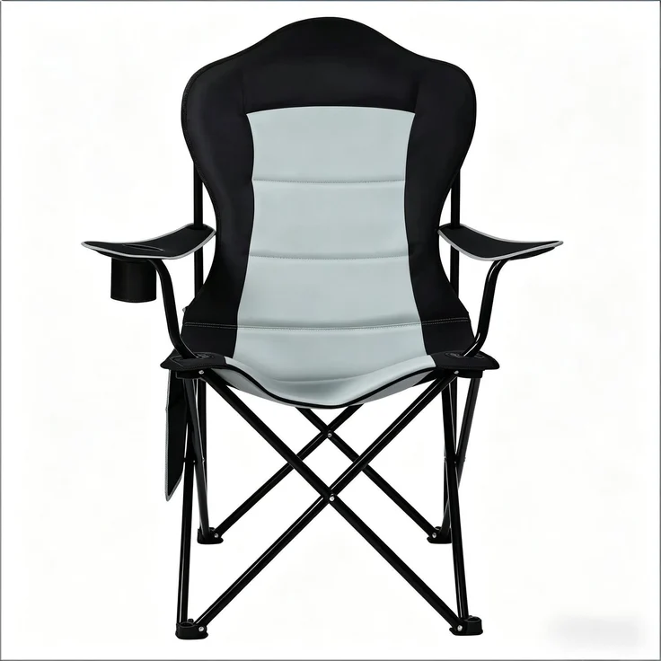 Strandstuhl,Klappstuhl im Freien mit Tassenhalter,Campingstuhl,Sonnenlieger (nur mit Strandstuhl)--Schwarz, Hellgrau--84x62x110cm--YOUDENOVA – Bild 2