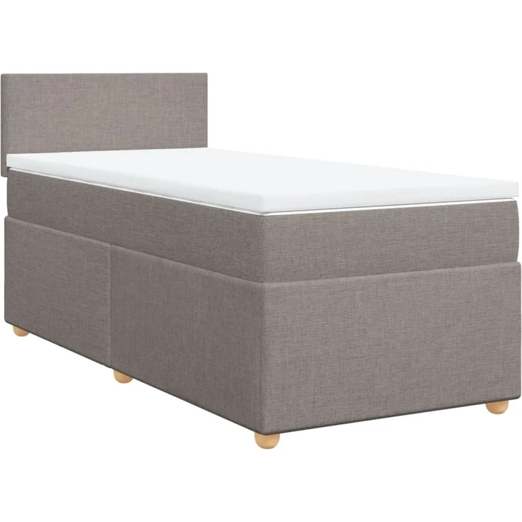 vidaXL Boxspringbett mit Matratze Taupe 90x200 cm Stoff 3288860 – Bild 3