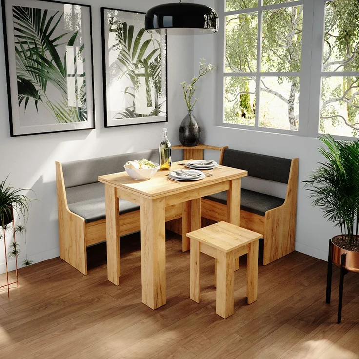 Eckbankgruppe Roman Goldkraft Eiche 150 x 120 cm mit Tisch Vicco – Bild 4