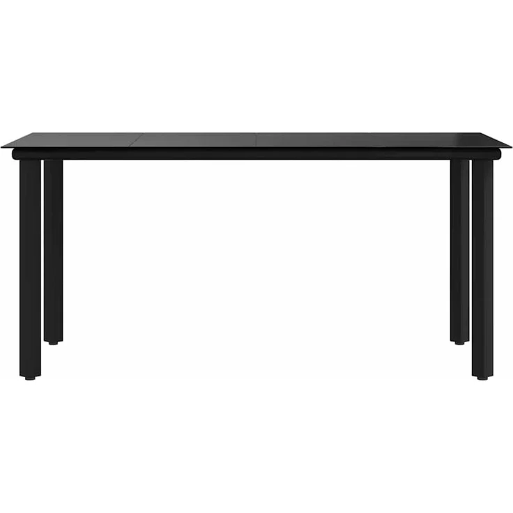 Gartentisch, Esstisch, Küchentisch Schwarz 160x80x74 cm Stahl und Hartglas – Bild 5
