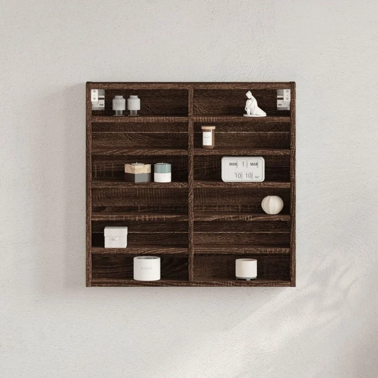 vidaXL Vitrinenschrank Braun Eichen-Optik 60x8,5x58 cm Holzwerkstoff 847967 – Bild 1