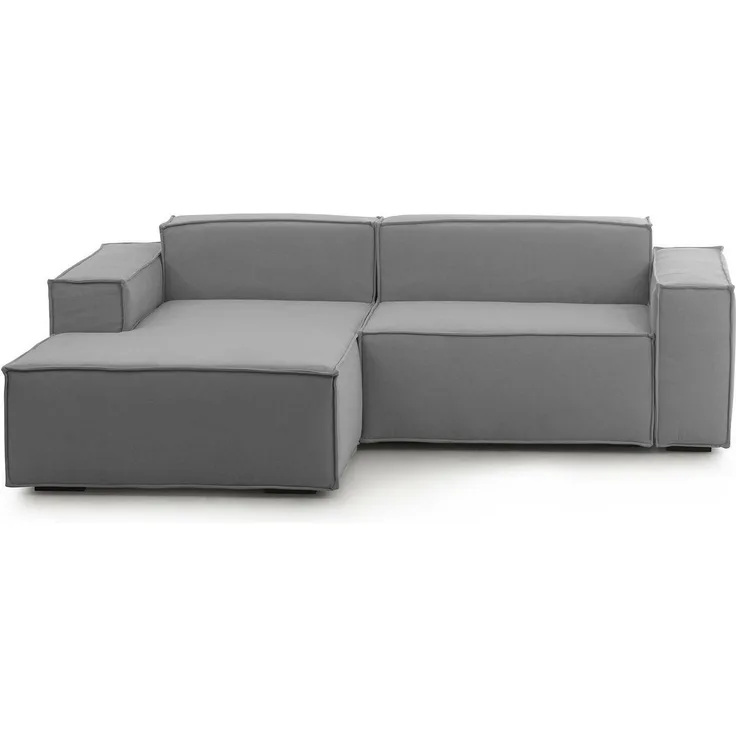 Dmora Sofa mit Halbinsel Assurte, modulares Sofa mit linker Chaiselongue, modernes Stoffsofa, 100 % Made in Italy, 240 x 170 x 70 cm, Grau