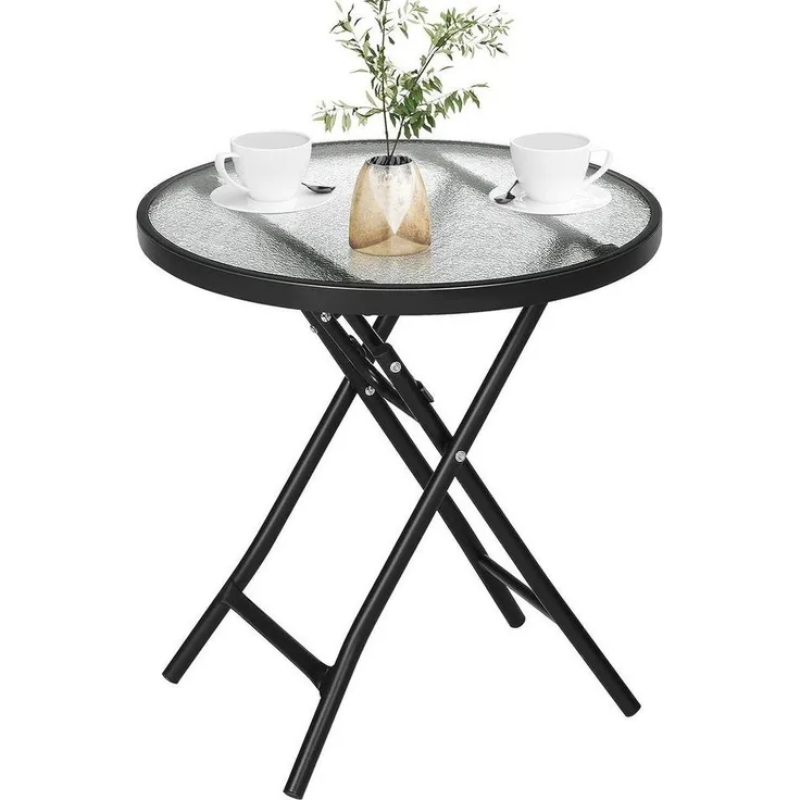 EUGAD Klapptisch (1-St), Beistelltisch klappbar, aus Glas&Metall, rechteckig