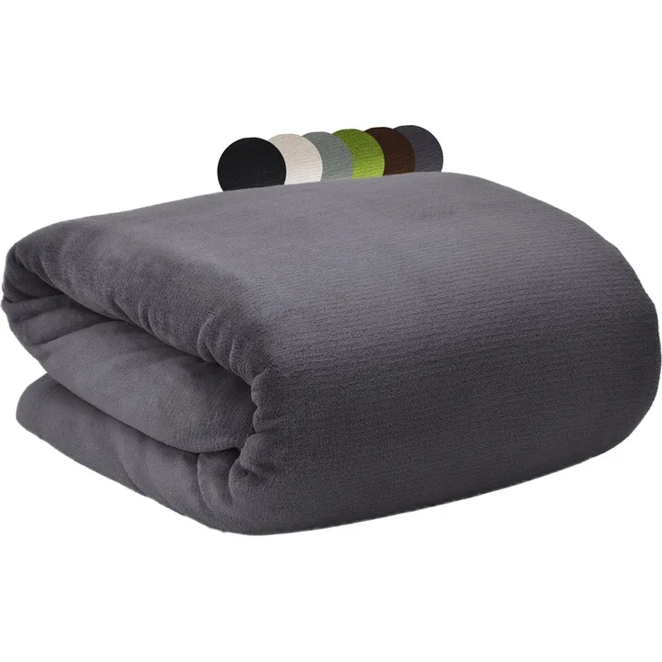 Beautissu Aurelia Corall Fleece Decke Anthrazit, 240x220 cm