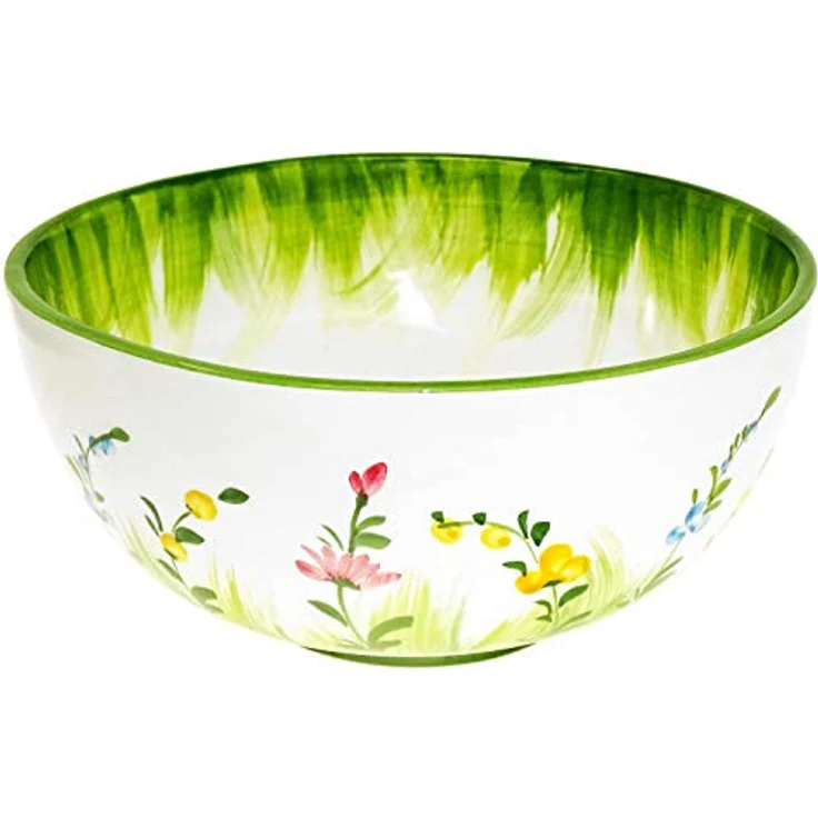 Lashuma Servierschale Blumenwiese, Keramik, (1-tlg), Runde Salatschüssel aus Italien 22 cm Ø – Bild 7