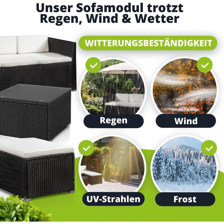 Juskys 'Punta Cana' Lounge, Polyrattan , Schwarz | Creme, M – Bild 6