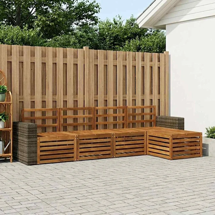 vidaXL Outdoor-Sofagarnitur 5 stk. 5-Sitzer Natur Massivholz Akazie 3384245 – Bild 1
