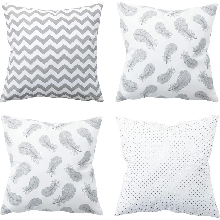 Amilian Dekokissen 4er Set - Dekokissen mit Füllung - 45x45 cm - Deko Kissen – Bild 1