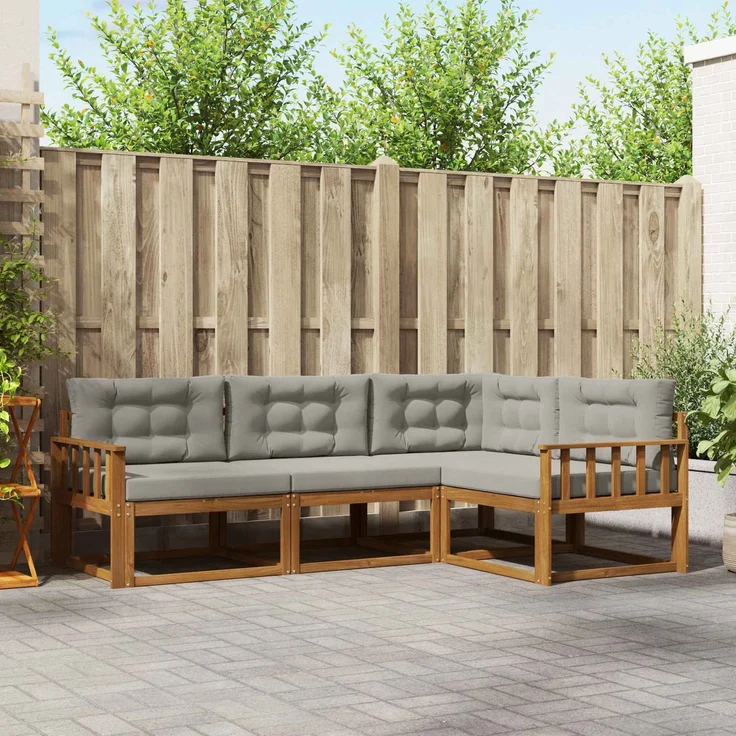 vidaXL Outdoor-Sofagarnitur 4 stk. 4-Sitzer Natur und Hellgrau 3367504 – Bild 1