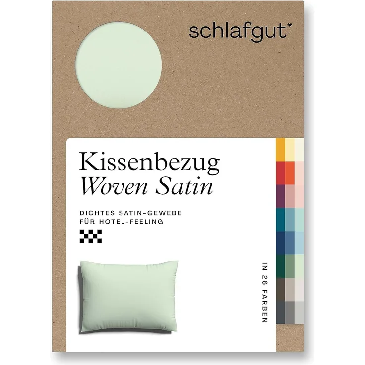 Schlafgut Woven Satin Bettwäsche|Kissenbezug einzeln 60x80 cm| green-light