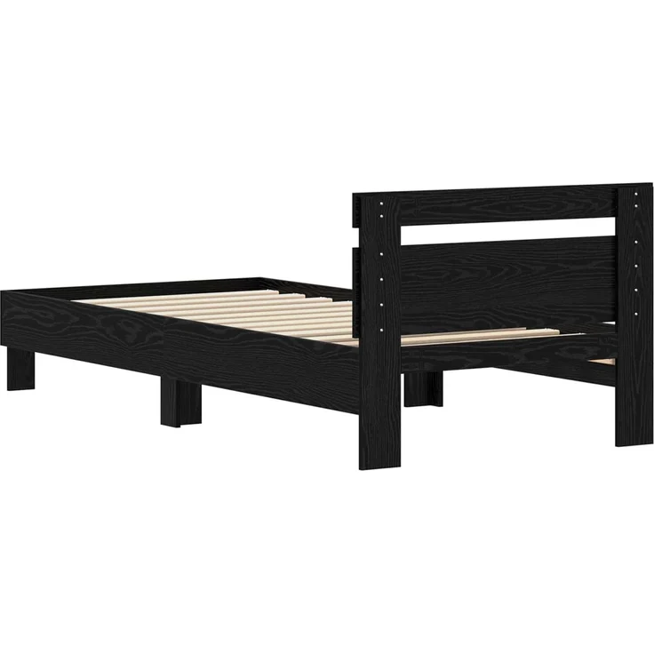 vidaXL Bettrahmen Schwarz Eichen-Optik 75 x 190 cm Holzwerkstoff 8003738 – Bild 6