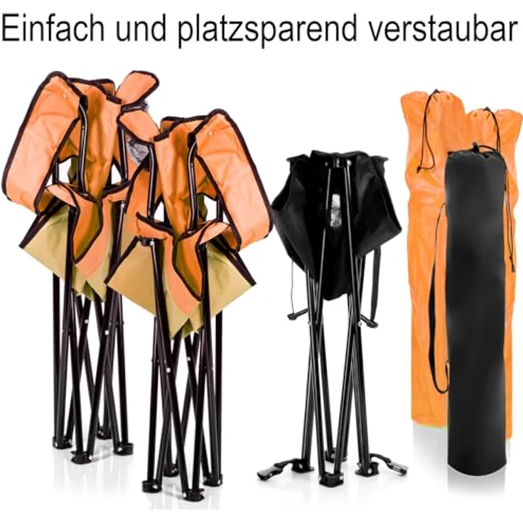 BigDean 2 Stück Campingstuhl mit Campingtisch faltbar – Faltstuhl in Neon Orange mit Getränkehalter & Tragetasche ideal für Camping, Festival & mehr – Bild 7