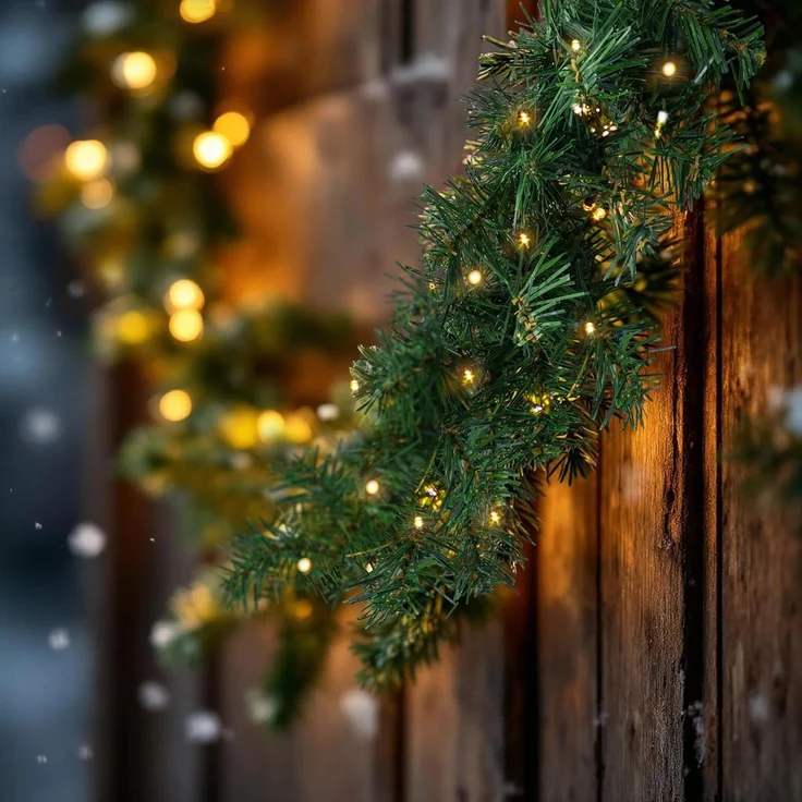 Spetebo LED-Girlande Weihnachts-Girlande grün mit Lichterkette 270 cm, 35-flammig, Künstliche Tannen Girlande mit Lichterkette und Timer - Outdoor – Bild 6