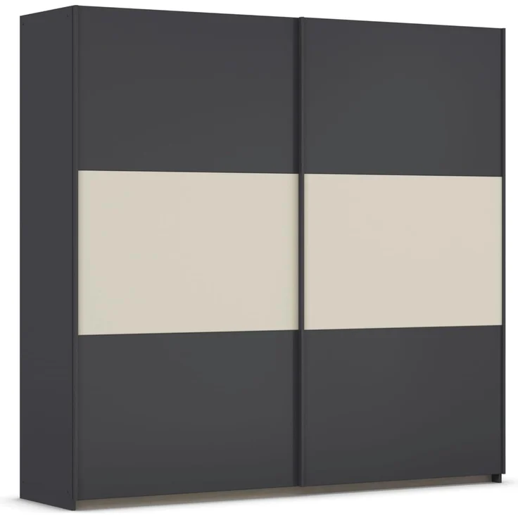 Rauch Möbel Neo, Schwebetürenschrank, Kleiderschrank, Kleiderschränke, Garderobe, Schrank mit Stauraum, 2-türig, Farbe Grau-metallic/Champagner, 218 x 210 x 59 cm – Bild 1