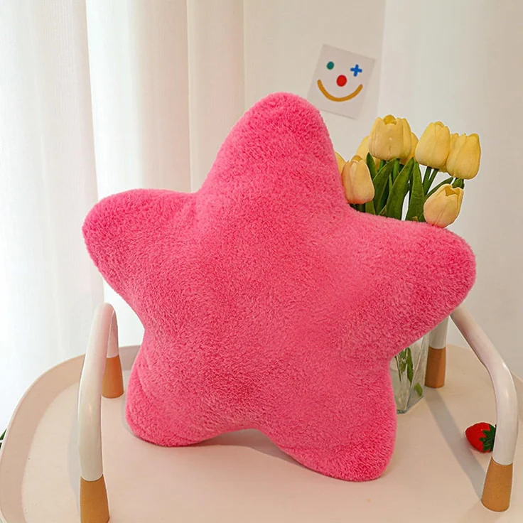 Herfair Kuschelkissen Kinder Sternkissen, Plüsch Kissen Dekokissen für Kinderzimmer,Weiche Flauschige Sternform Zierkissen,Gefülltes Stern Wurfkissen Kissen für Heimdekoration (Rosenrot,60CM) – Bild 1