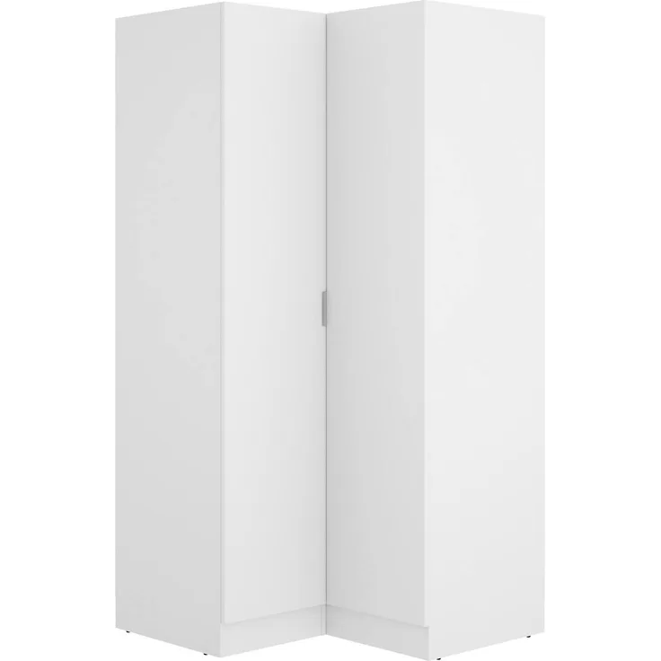 Dmora Kleiderschrank 2 Türen Aser, Eckschrank für Schlafzimmer, Eckschrank, 91x93h184 cm, Weiß