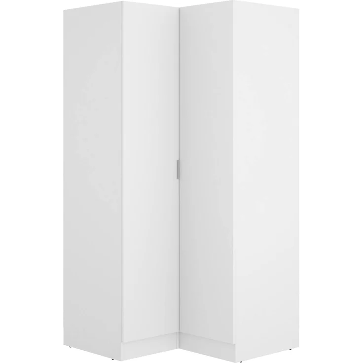 Dmora Kleiderschrank 2 Türen Aser, Eckschrank für Schlafzimmer, Eckschrank, 91x93h184 cm, Weiß – Bild 1