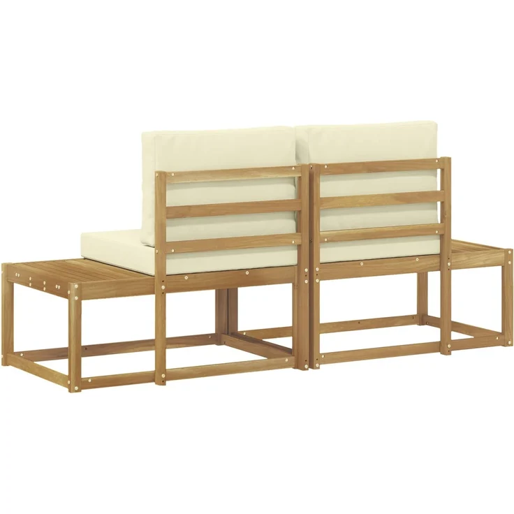 vidaXL Outdoor End Sofa mit Kissen 2 Stück Weiß Massivholz Akazie 901483 – Bild 5