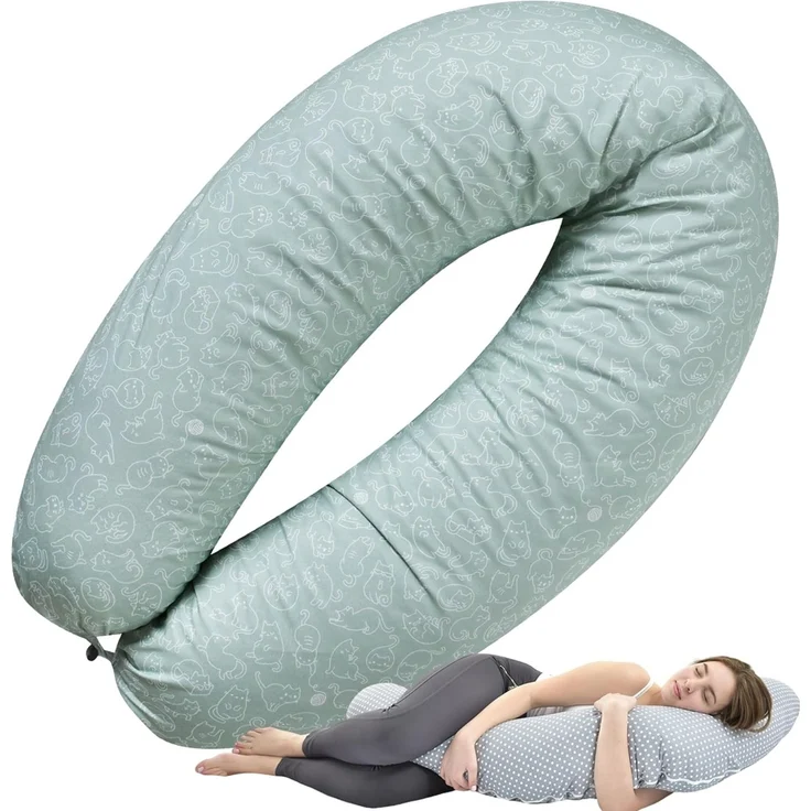 sei Design Stillkissenbezug 100% Baumwolle passend für Stillkissen XXL, Bezug für Schwangerschaftskissen, Seitenschläferkissen 190x30 cm, mit Reißverschluss, waschbar und Schadstoffgeprüft