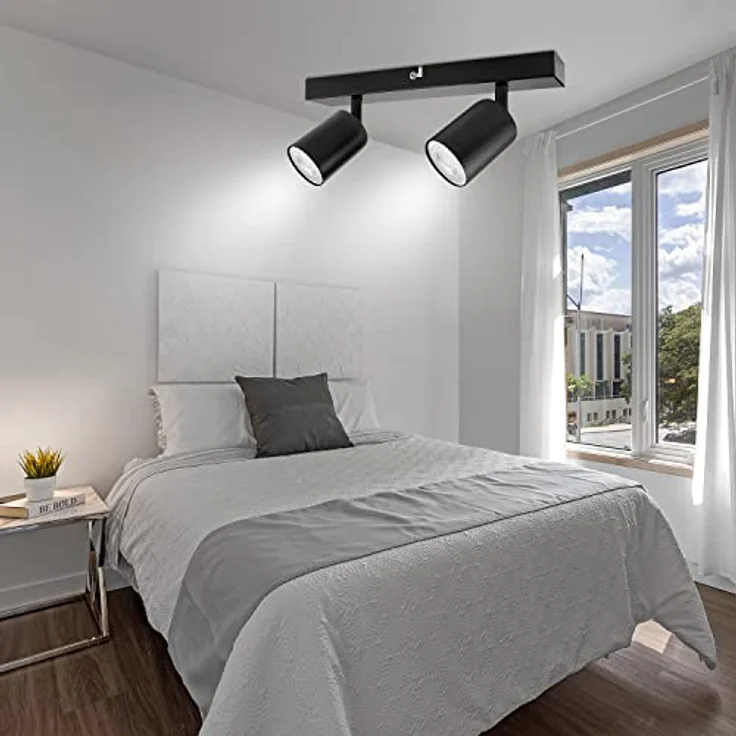 Dehobo Led Deckenstrahler Schwenkbar 350° - Deckenstrahler 2 Flammig Deckenleuchte GU10, LED Wandstrahler Schwarz, Spotlight Lampe Deckenlampe für Wohnzimmer Schlafzimmer Küche, Nein GU10 Leuchtmittel – Bild 9