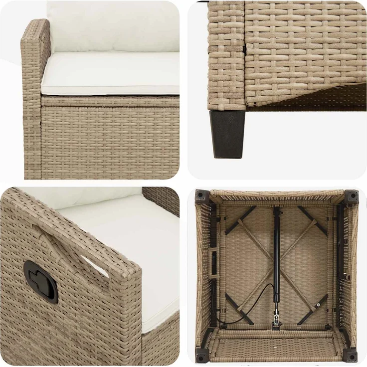 vidaXL Gartenstuhl 2 pcs Beige und Creme 56 x 60 x 112 cm 42026834 – Bild 8