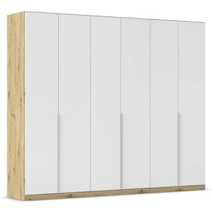 Rauch Möbel Alabama, Kleiderschrank für Schlafzimmer, Kinderzimmer, Wohnzimmer, Garderobe, Flur, 6-türig, mit Zubehör Basic, Farbe Weiß/Eiche Artisan, Holz, Breite 271 cm