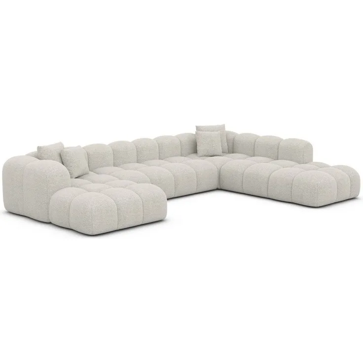Sofa Dreams Wohnlandschaft Polster Stoffsofa Modern Ottomane Couch Samtstoff Formentera XXL, Loungesofa