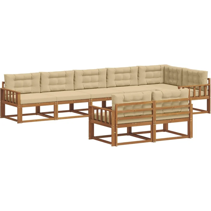 vidaXL Outdoor-Sofagarnitur 8 stk. 8-Sitzer Natur und Beige 3367751 – Bild 2