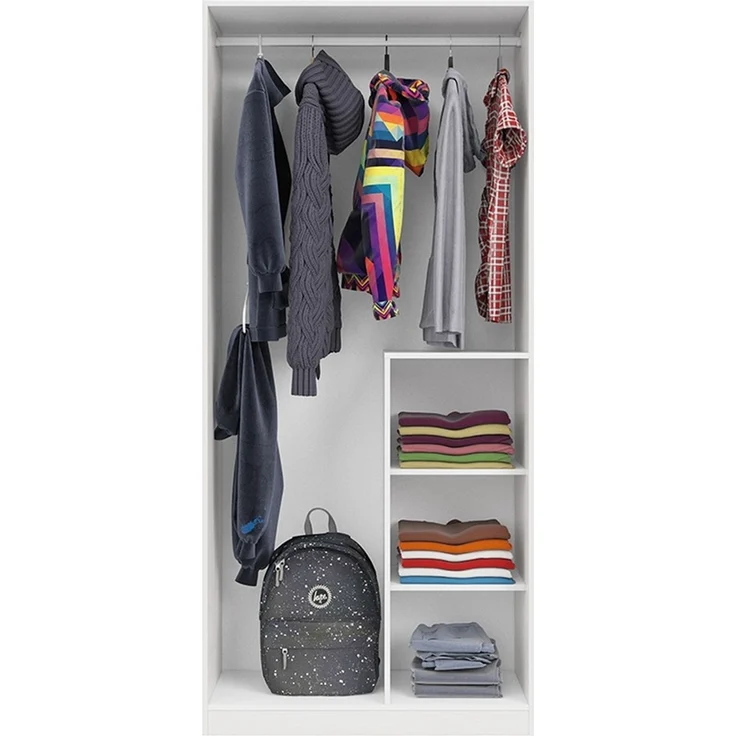 Jugendzimmer-Set >NUBE< in Alpen-Weiß / Grau / Rosa - 199x65x96 (BxHxT) – Bild 4