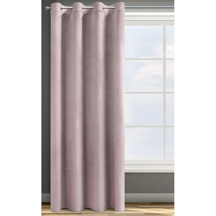 Design91 Samtvorhang, Ösen, Polyester rosa 140x250 cm