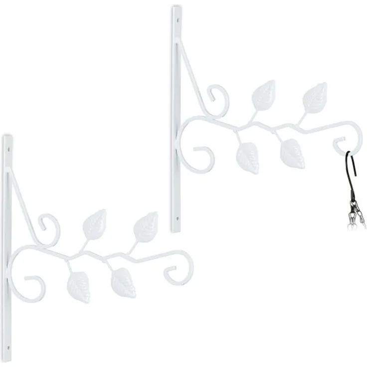 Relaxdays Blumenampelhalterung 2er Set Blattmotiv